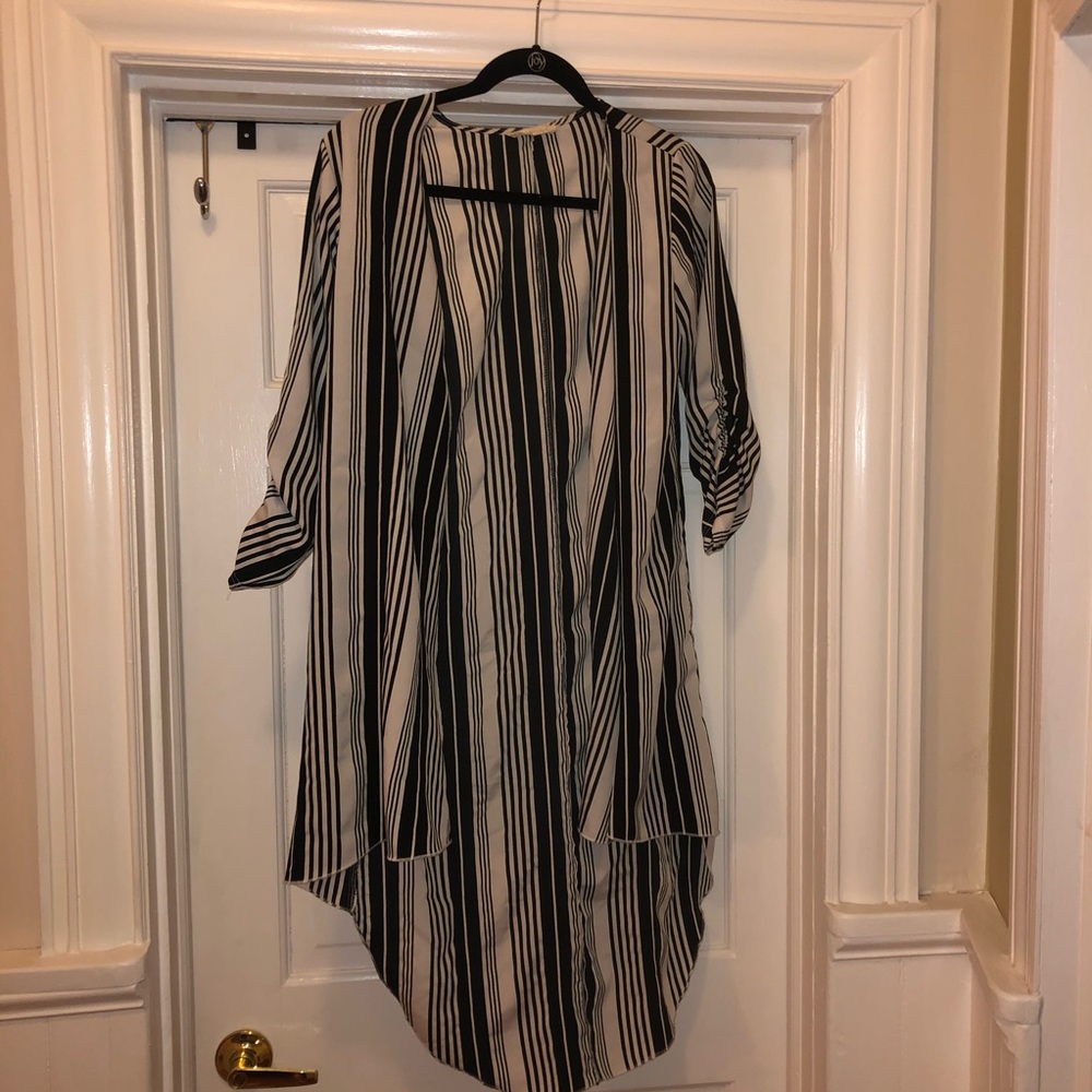 Striped High to Low Cardigan